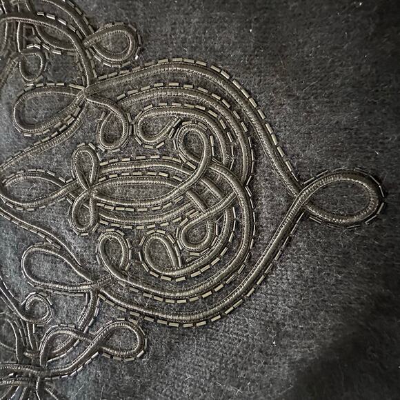 Vintage ELLEN TRACY Sweater Womens P *XS/S Black Angora Wool Blend Beaded Retro - Picture 3 of 9